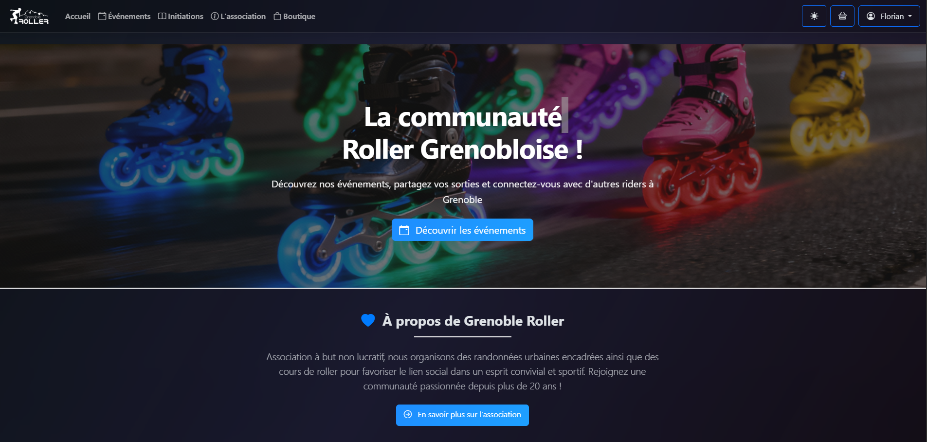 Capture de la page d'accueil de Grenoble Roller